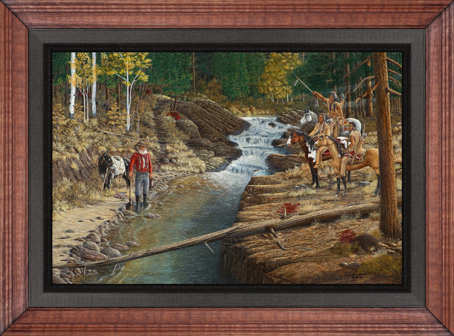 Eviction Notice limited edition canvas print by Ted Sorensen Western Art depicting a western scene with cowboys and a creek