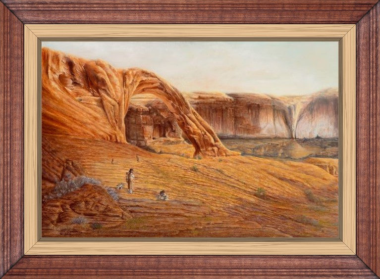 Limited edition western art canvas print by Ted Sorensen depicting a natural rock arch in a desert landscape