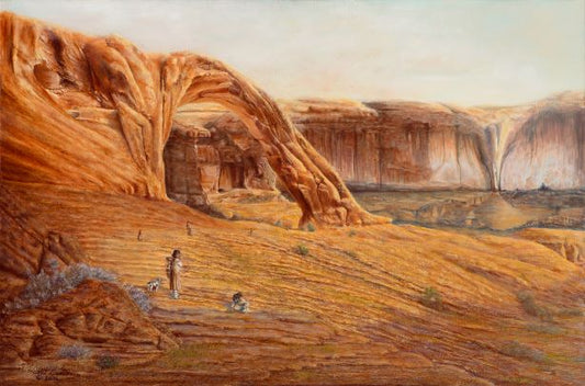 "Ancient Ones At Corona Arch" ... Original Western Art Painting on Canvas - Ted Sorensen, Western Art