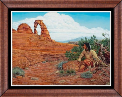 Hunting in the Park limited edition art print by Ted Sorensen depicting a Native American in a desert landscape