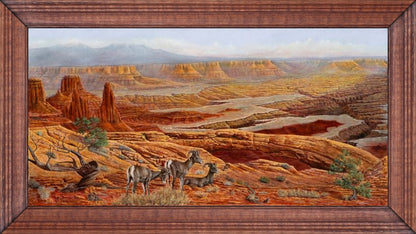 Mesa Arch limited edition canvas print by Ted Sorensen depicting a detailed Western landscape with canyon and desert animals