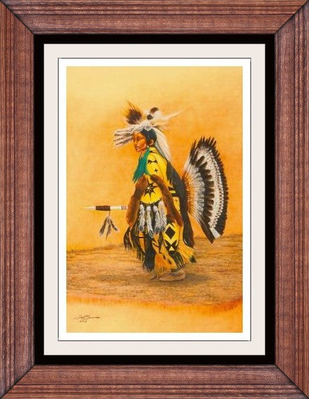 Native American open edition art print by Ted Sorensen featuring a traditional dancer in vibrant regalia