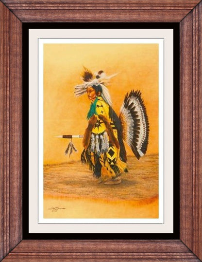 Native American open edition art print by Ted Sorensen featuring a traditional dancer in vibrant regalia