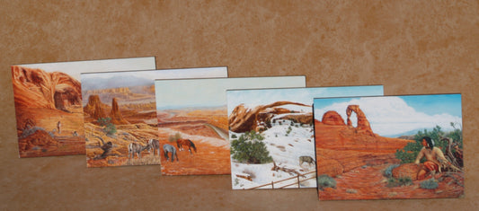 Set of southwestern mini art panels by Ted Sorensen featuring detailed western landscape and wildlife scenes