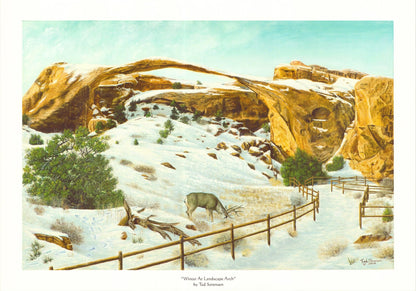 "Winter At Landscape Arch", landscape arch limited-edition canvas print - Ted Sorensen, Western Art