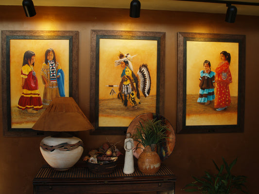 Youth Dance limited edition canvas prints by Ted Sorensen featuring Native American children in traditional dance attire